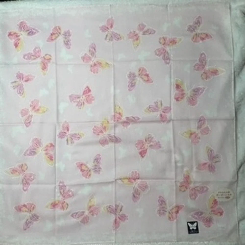HM Scarf Handkerchief Butterfly Gauze Pink Purple Yellow 22